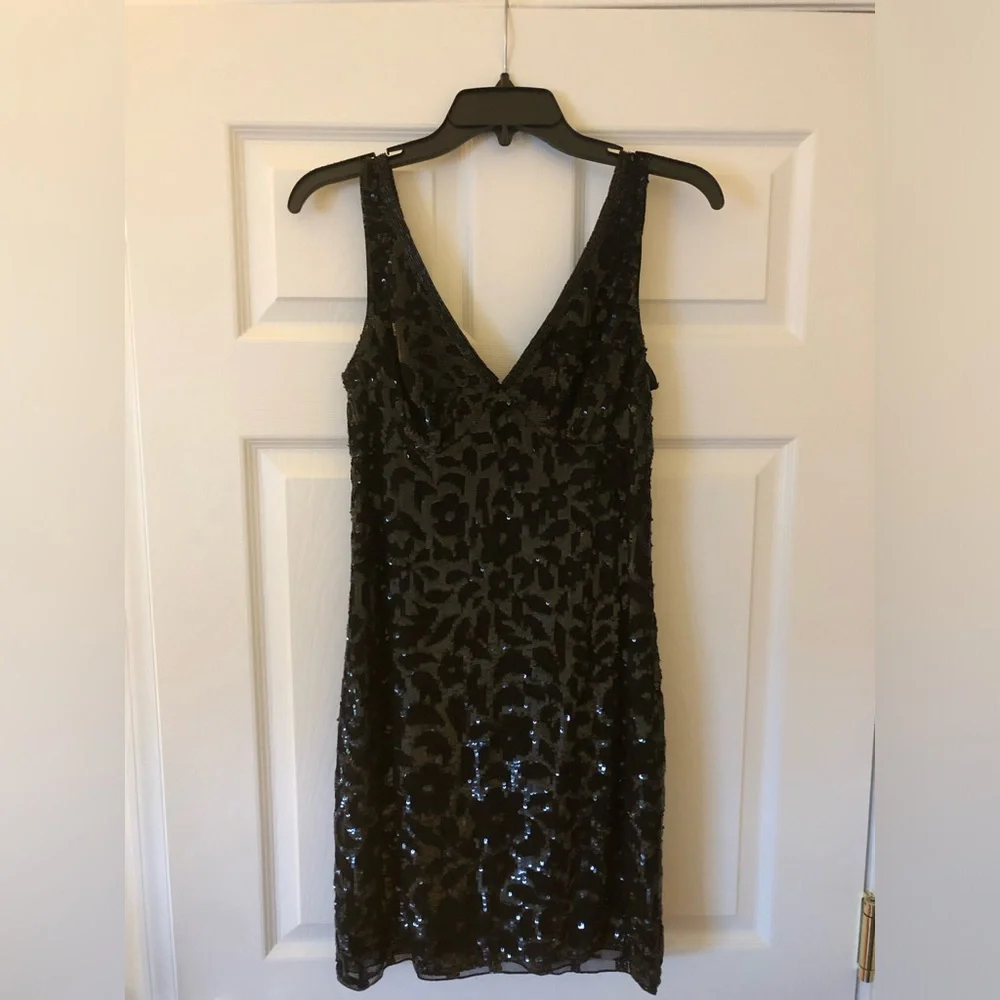 Sequin Mini Dress cocktail beaded v neck sleeveless party sexy prom wedding - Picture 3 of 15